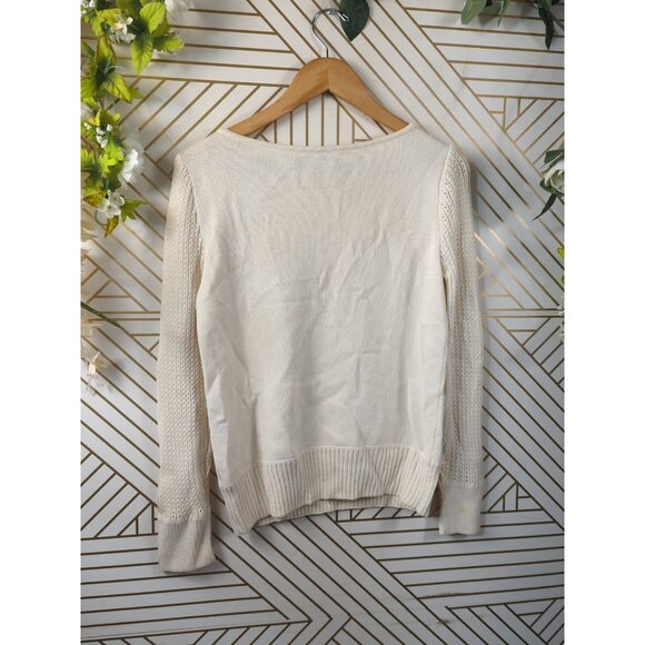 ST. JOHN Women's White Sweater Black Embroidery Knit Long Sleeve Size P STAINED - Picture 8 of 9